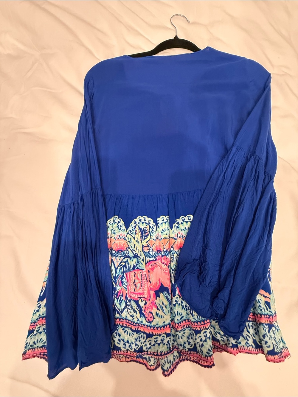 Lily Pulitzer Women's Royal Blue Boho Tassel Peasant Top - Picture 3 of 3